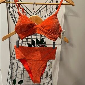 NWT Aerie Glittering Orange Swimwear